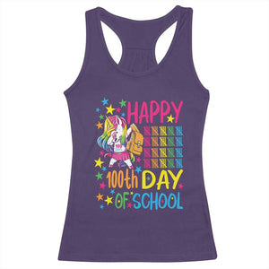 Happy 100th Day of School Unicorn Racerback Tank Top Magical Girls Celebration Gift