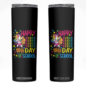 Happy 100th Day of School Unicorn Skinny Tumbler Magical Girls Celebration Gift
