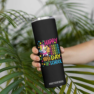 Happy 100th Day of School Unicorn Skinny Tumbler Magical Girls Celebration Gift