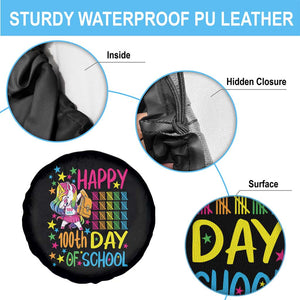 Happy 100th Day of School Unicorn Spare Tire Cover Magical Girls Celebration Gift