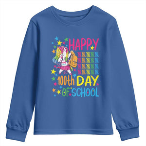 Happy 100th Day of School Unicorn Youth Sweatshirt Magical Girls Celebration Gift