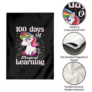Magical Unicorn 100th Day of School Garden Flag Cute Girls Celebration Gift