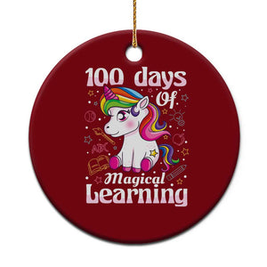 Magical Unicorn 100th Day of School Ceramic Ornament Cute Girls Celebration Gift