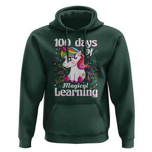 100th Day of School Unicorn Hoodie Girls 100 Days Celebration TS01 Dark Forest Green Print Your Wear