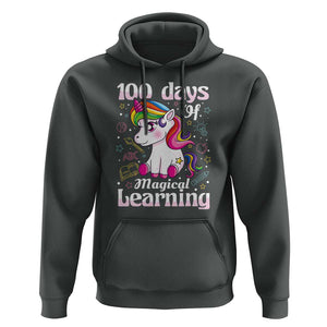 100th Day of School Unicorn Hoodie Girls 100 Days Celebration TS01 Dark Heather Print Your Wear