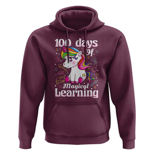 100th Day of School Unicorn Hoodie Girls 100 Days Celebration TS01 Maroon Print Your Wear