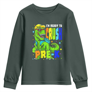 I am Ready To Crush Pre-K Dinosaur Youth Sweatshirt Cool First Day of School Boy