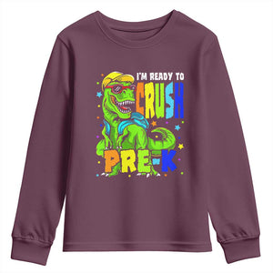 I am Ready To Crush Pre-K Dinosaur Youth Sweatshirt Cool First Day of School Boy