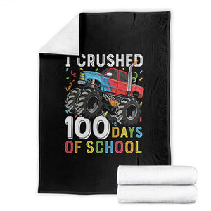 100 Days of School Monster Truck Throw Blanket Boys Crushing 100th Day Milestone
