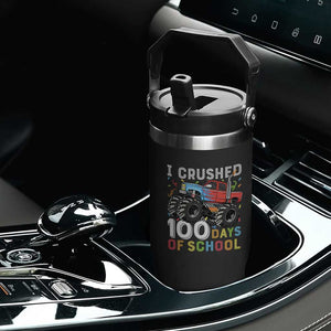 100 Days of School Monster Truck Flip Straw Tumbler Boys Crushing 100th Day Milestone
