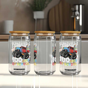 100 Days of School Monster Truck Glass Can Boys Crushing 100th Day Milestone