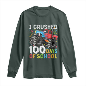 100 Days of School Monster Truck Long Sleeve Shirt Boys Crushing 100th Day Milestone