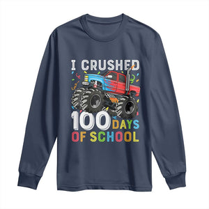 100 Days of School Monster Truck Long Sleeve Shirt Boys Crushing 100th Day Milestone