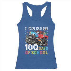 100 Days of School Monster Truck Racerback Tank Top Boys Crushing 100th Day Milestone