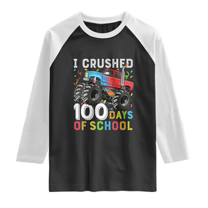 100 Days of School Monster Truck Raglan Shirt Boys Crushing 100th Day Milestone