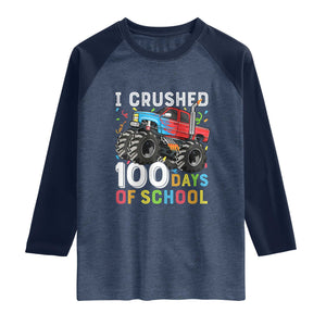 100 Days of School Monster Truck Raglan Shirt Boys Crushing 100th Day Milestone