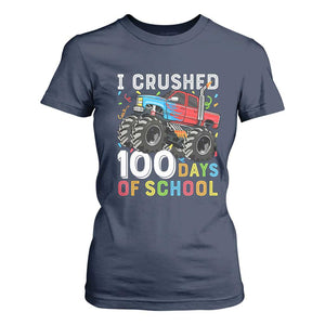 100 Days of School Monster Truck T Shirt For Women Boys Crushing 100th Day Milestone