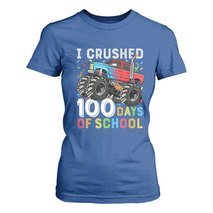 100 Days of School Monster Truck T Shirt For Women Boys Crushing 100th Day Milestone