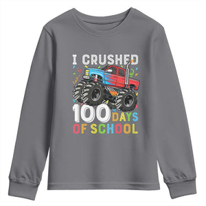 100 Days of School Monster Truck Youth Sweatshirt Boys Crushing 100th Day Milestone