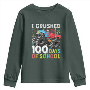 100 Days of School Monster Truck Youth Sweatshirt Boys Crushing 100th Day Milestone