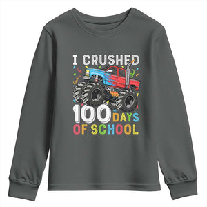 100 Days of School Monster Truck Youth Sweatshirt Boys Crushing 100th Day Milestone