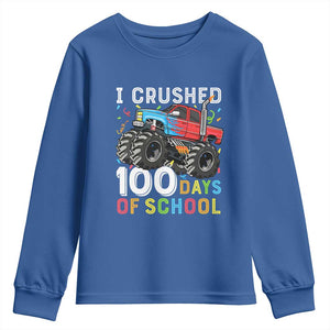 100 Days of School Monster Truck Youth Sweatshirt Boys Crushing 100th Day Milestone