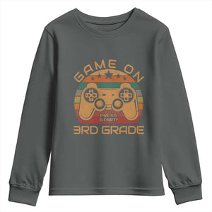 Game On First Day of 3rd Grade Youth Sweatshirt Funny Gamer Back to School Kids Gift