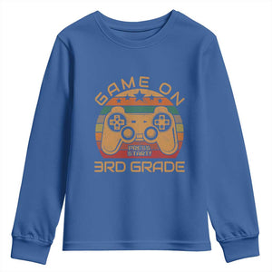 Game On First Day of 3rd Grade Youth Sweatshirt Funny Gamer Back to School Kids Gift