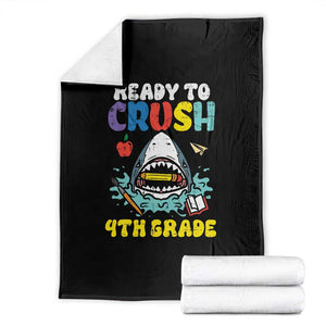 Shark Ready To Crush 4th Grade Throw Blanket Cool Boys First Day of School Gift