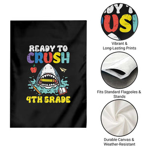 Shark Ready To Crush 4th Grade Garden Flag Cool Boys First Day of School Gift