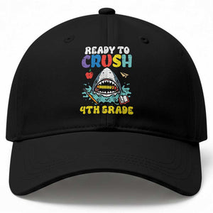 Shark Ready To Crush 4th Grade Baseball Cap Cool Boys First Day of School Gift