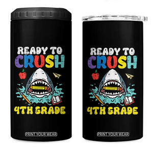 Shark Ready To Crush 4th Grade 4 in 1 Can Cooler Tumbler Cool Boys First Day of School Gift