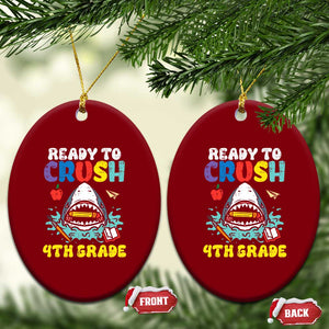 Shark Ready To Crush 4th Grade Ceramic Ornament Cool Boys First Day of School Gift