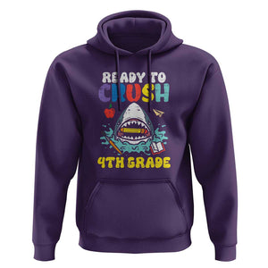 Shark Ready To Crush 4th Grade Hoodie First Day of School TS01 Purple Print Your Wear
