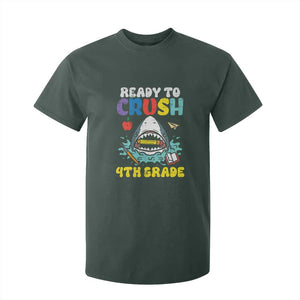 Shark Ready To Crush 4th Grade T Shirt For Kid Cool Boys First Day of School Gift
