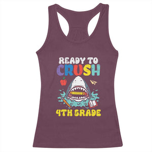 Shark Ready To Crush 4th Grade Racerback Tank Top Cool Boys First Day of School Gift