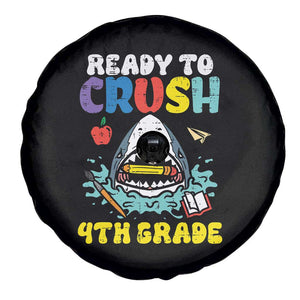 Shark Ready To Crush 4th Grade Spare Tire Cover Cool Boys First Day of School Gift