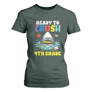 Shark Ready To Crush 4th Grade T Shirt For Women Cool Boys First Day of School Gift