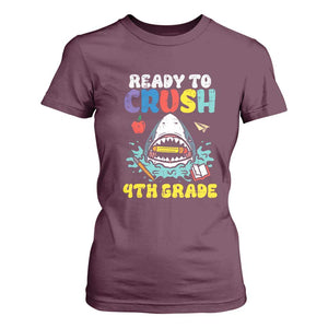 Shark Ready To Crush 4th Grade T Shirt For Women Cool Boys First Day of School Gift