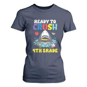 Shark Ready To Crush 4th Grade T Shirt For Women Cool Boys First Day of School Gift