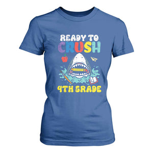 Shark Ready To Crush 4th Grade T Shirt For Women Cool Boys First Day of School Gift