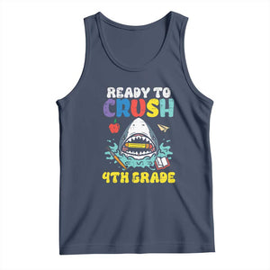 Shark Ready To Crush 4th Grade Tank Top Cool Boys First Day of School Gift