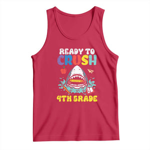 Shark Ready To Crush 4th Grade Tank Top Cool Boys First Day of School Gift
