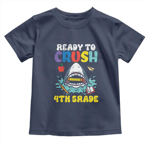 Shark Ready To Crush 4th Grade Toddler T Shirt Cool Boys First Day of School Gift
