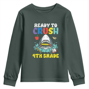 Shark Ready To Crush 4th Grade Youth Sweatshirt Cool Boys First Day of School Gift
