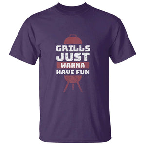 Grilling BBQ T Shirt Funny Grills Just Wanna Have Fun Distressed TS01 Purple Print Your Wear