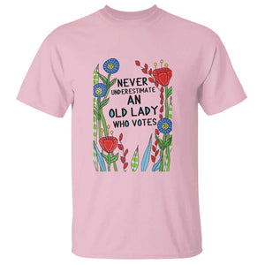Never Underestimate an Old Lady Who Votes T Shirt Feminist Gift for Women TS01 Light Pink Print Your Wear