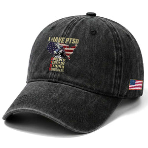 I Have PTSD Washed Cotton Baseball Cap Patriotic Gift for U.S. Dad or Grandpa - Perfect for Veterans & Patriots TS01 Print Your Wear