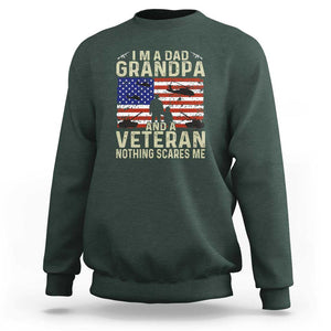 I'm a Dad, Grandpa, and Veteran - Vintage Patriotic Veterans Day Sweatshirt TS01 Dark Forest Green Print Your Wear