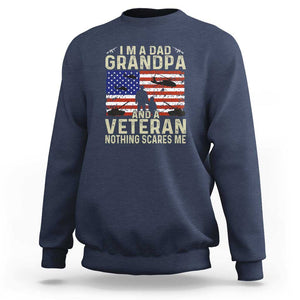 I'm a Dad, Grandpa, and Veteran - Vintage Patriotic Veterans Day Sweatshirt TS01 Navy Print Your Wear